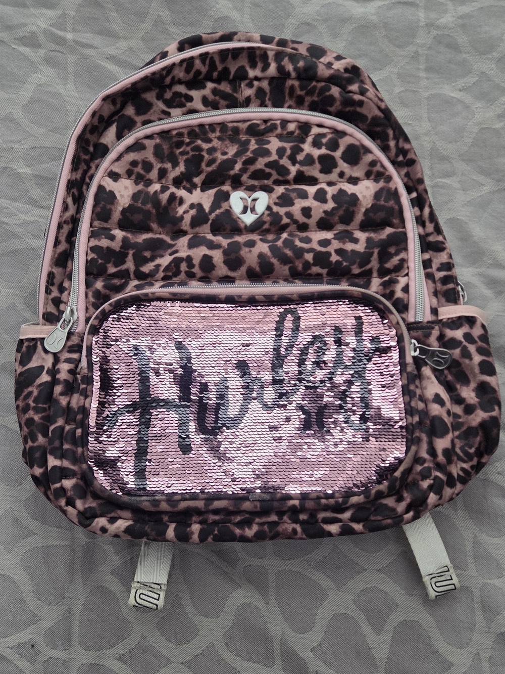 Hurley Kids' Pink Leopard Sequin Backpack